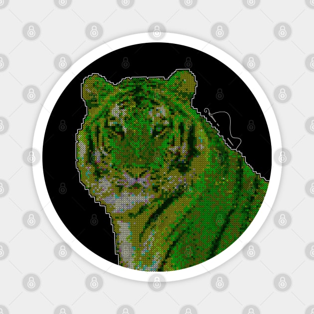 Cross Stitch Tiger Magnet by The Craft ACE